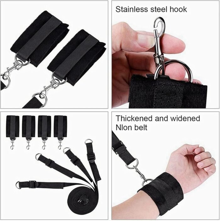 Bed Straps Restraints Sex King Bindage Kit Adjustable Wrist and Ankle Restraints Bondaged Rope Cord & Rope Sex Ties for Ankles and Wrists Sex Resistance Bands with Ankle Strap BDSM Sweater - Image 6