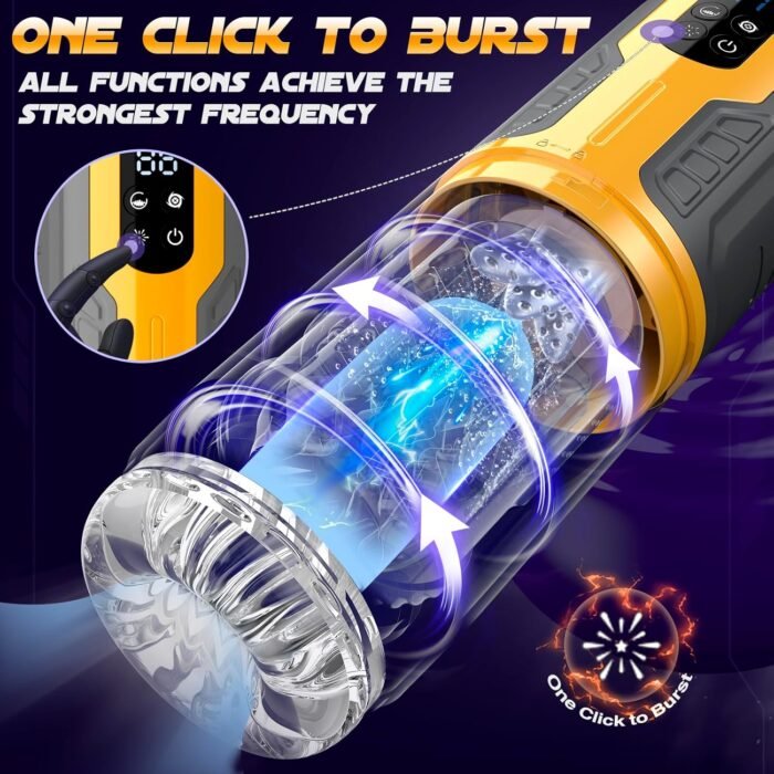 Male Sex Toys for Men - Sobtik Upgraded Male Masturbator Stroker with 7 Rotating & Thrusting & Vibrating & Licking, Anti-Slip Adult Toys with LCD Display One-Click Burst Penis Pump Sex Toy for Men - Image 5
