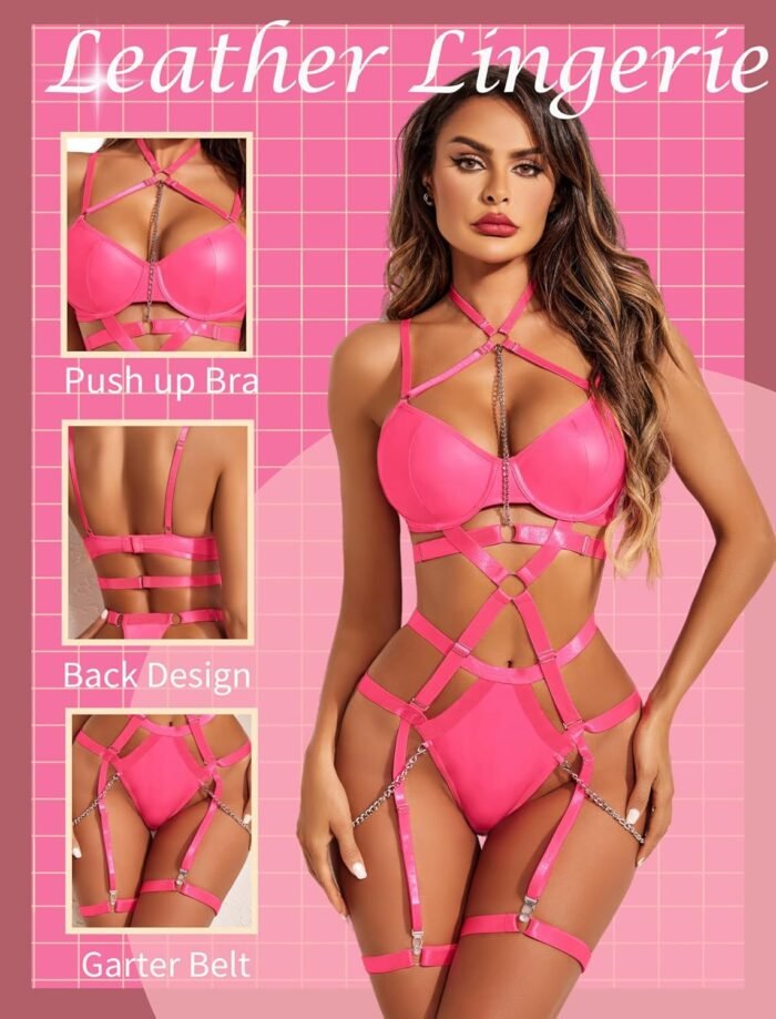 Avidlove Lingerie Sets for Women Sexy Bodysuit Lace Lingerie One Piece Babydoll Strappy Lingerie with Push Up Bra Support - Image 4