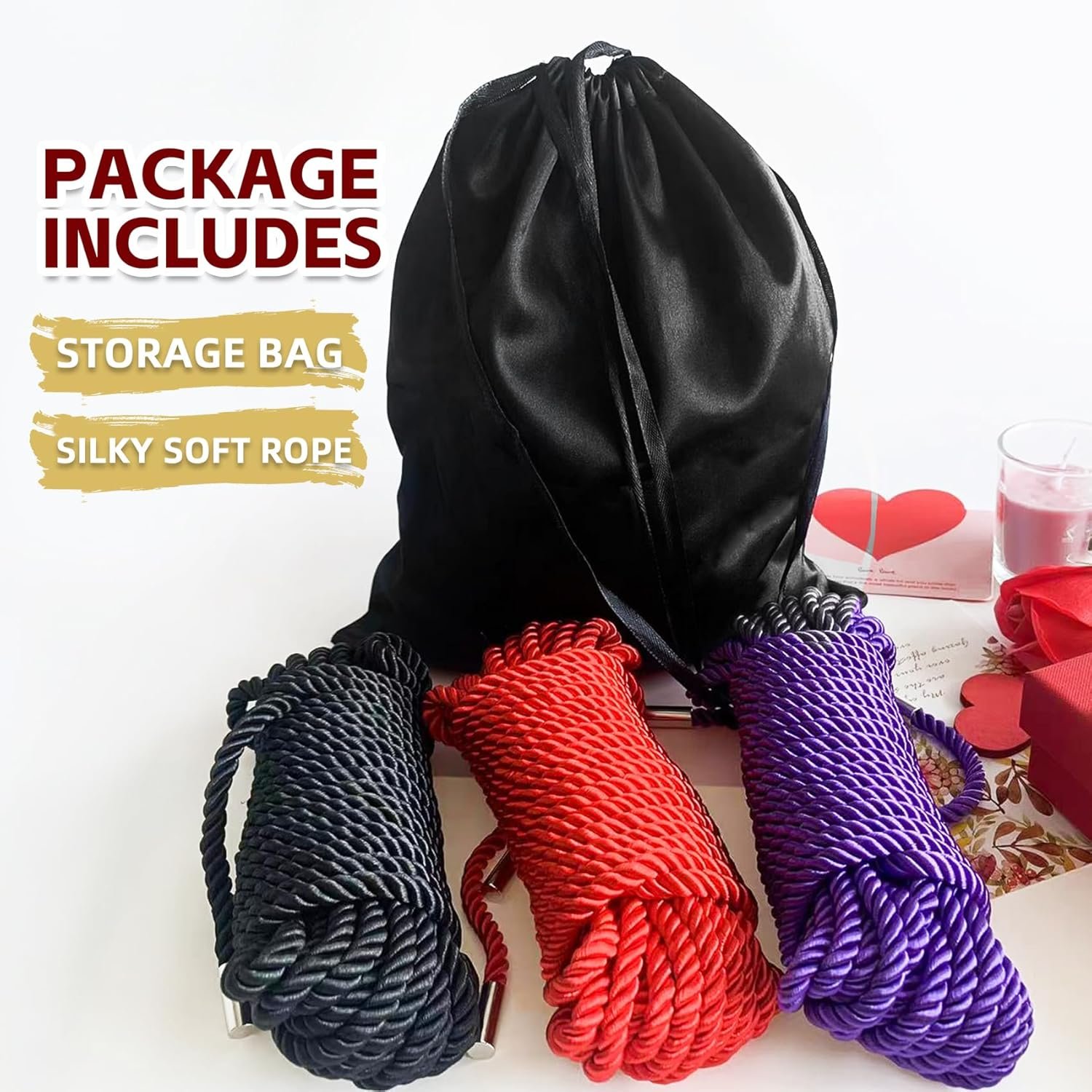 BDSM Shibari Sex Bondage Restraint Rope - Soft Tie-Ups for Women, Long Restraining Multipurpose Sex Restraints, Adult Sex Toys for Women, Men & Couples (3 Colour) - Image 2