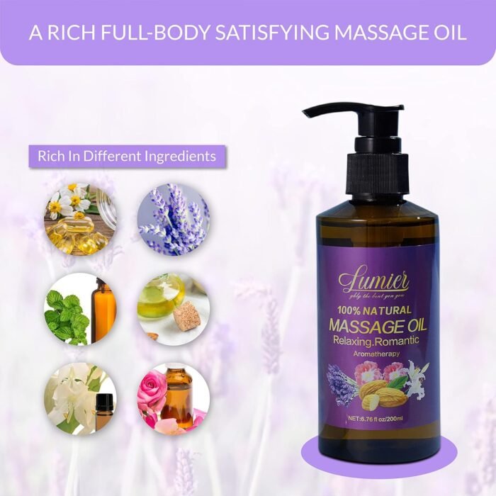 Relaxing Massage Oil and Aromatherapy Candle Set- Essential Oil Blend for Stress Relief and Relaxation - Perfect for Couples, self-Pampering Massage Therapy (Oil and Candle) - Image 2