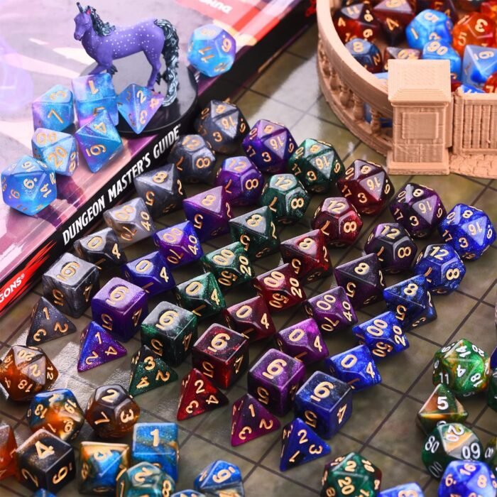 DND RPG Dice Sets 20 x 7 Polyhedral Glitter Dice (140 Pieces) for Dungeons and Dragons Tabletop Role-Playing Games, with a Large Bag - Image 4
