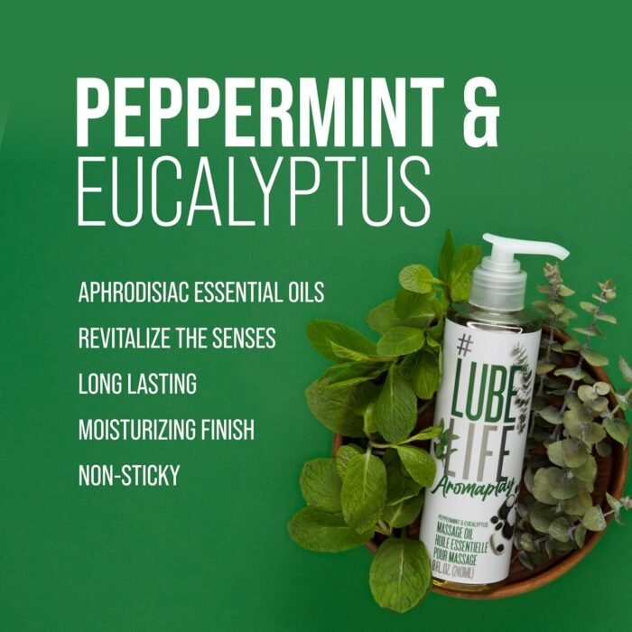 #Lube Life Aromaplay Eucalyptus and Peppermint Massage Oil, Aphrodisiac, Essential Oil for a Revitalizing Full Body Aromatherapy Massage, 8 Fl Oz - Image 3