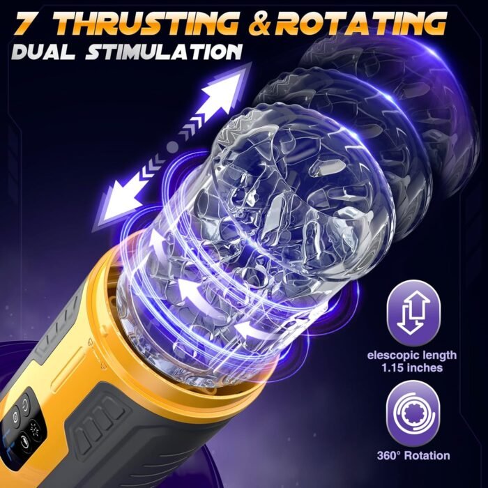 Male Sex Toys for Men - Sobtik Upgraded Male Masturbator Stroker with 7 Rotating & Thrusting & Vibrating & Licking, Anti-Slip Adult Toys with LCD Display One-Click Burst Penis Pump Sex Toy for Men - Image 2