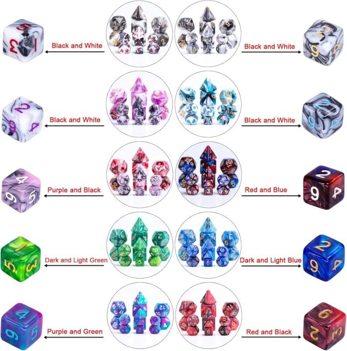 10 Sets Random Assortment Polyhedral RPG Mini Dice (70pcs),Surprise Mystery Mini Dice Set,10mm Mini DND Magic The Gathering Dice Set for MTG,RPG,D&D Dungeons and Dragons Role Playing Game - Image 6