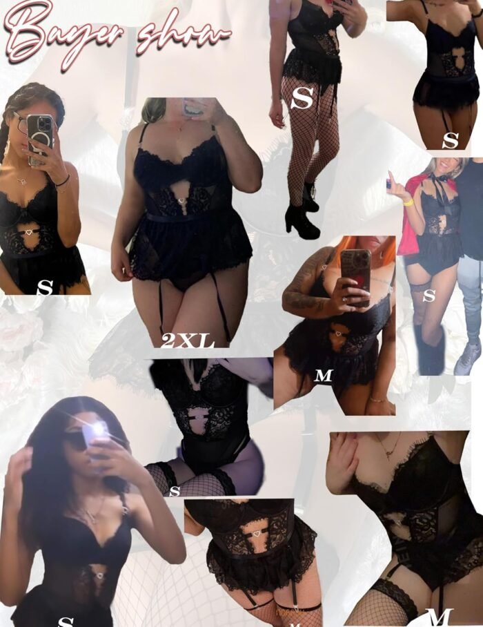 Women Lingerie Set Naughty Lace Bodysuit High Waisted Underwire Lingerie Babydoll With Garter Belt and Stockings - Image 5