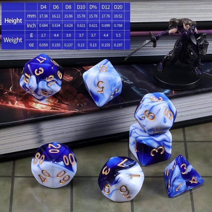 CiaraQ DND Polyhedral Dice Set with Dice Bag for Dungeons and Dragons RPG MTG Role Playing Table Games - Image 3