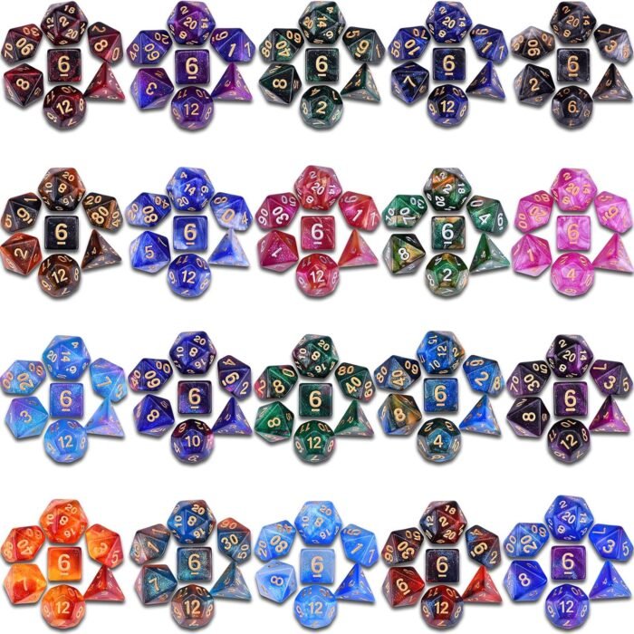 DND RPG Dice Sets 20 x 7 Polyhedral Glitter Dice (140 Pieces) for Dungeons and Dragons Tabletop Role-Playing Games, with a Large Bag - Image 2