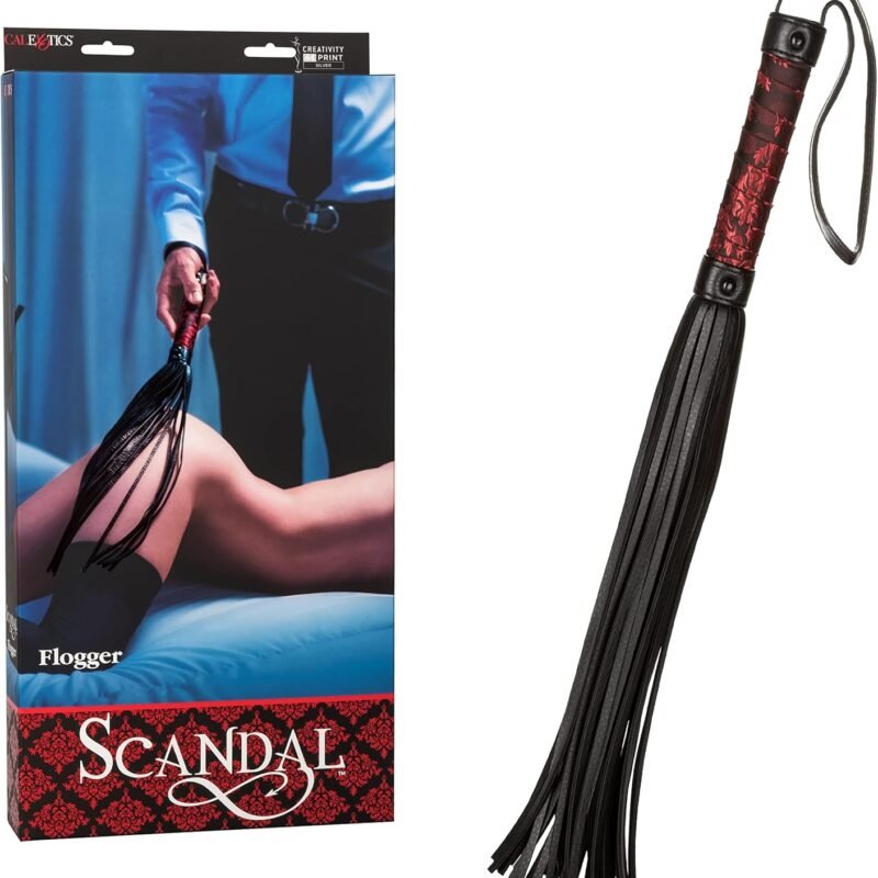 CalExotics Scandal Flogger – Fetish Lingerie Adult Sex Toys - Sturdy Whipping Hand Toy for Couples - Sexy Fantasy Whip - Black