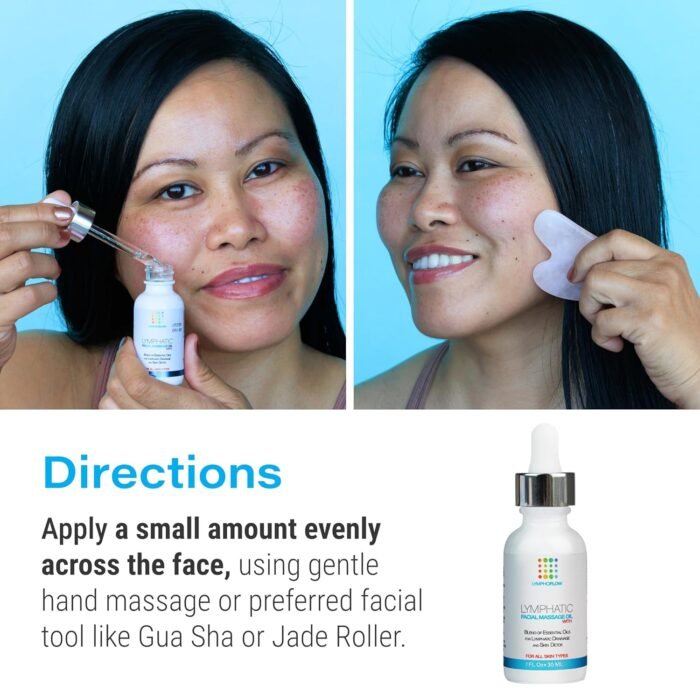 Facial Lymphatic Drainage Oil for Gua Sha Facial Tools, Lymphatic Drainage Massager Face with Jojoba & Coconut Oil, Use with Face Roller, Jade Roller, Guasha Tool for Face & Neck, 1 Fl Oz - Image 5
