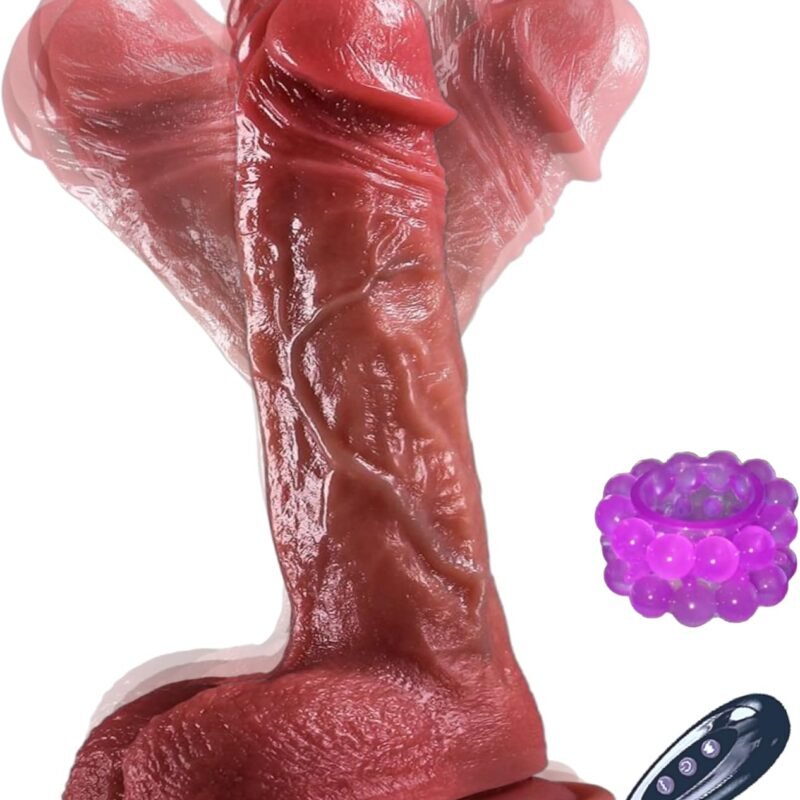Thrusting Dildo 9.05" Long – Realistic Dildo Vibrator with Suction Cup & Remote Control – 3 Rotation & 9 Vibration Modes, Heated Silicone Penis for Women, G-Spot & Anal Sex Toy