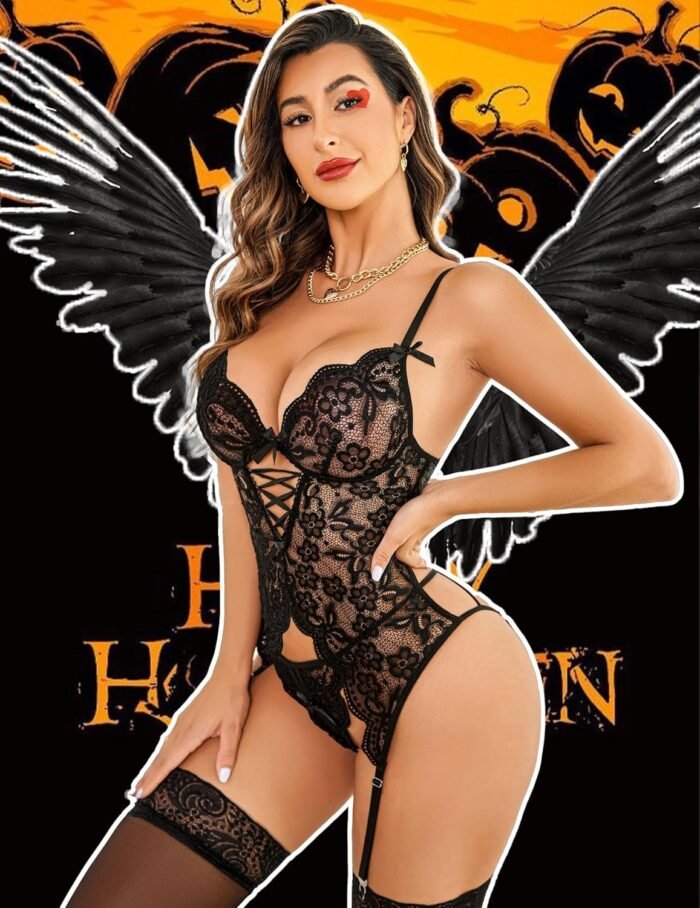 Avidlove Women Lingerie Lace Lingerie Sets with Garter Belts One Piece Bodysuit Teddy with Panty No Stockings S-XXL - Image 2