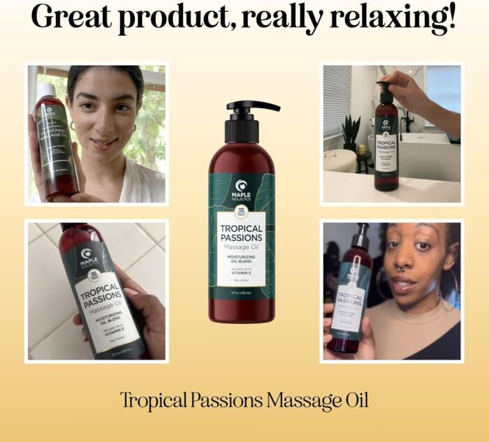 Scented Sensual Massage Oil for Couples - Tropical and Berry Full Body Massage Oils with Jojoba Coconut and Sweet Almond Oil with Sweet Aromas for Special Moments - Non GMO Gluten Free and Vegan - Image 6