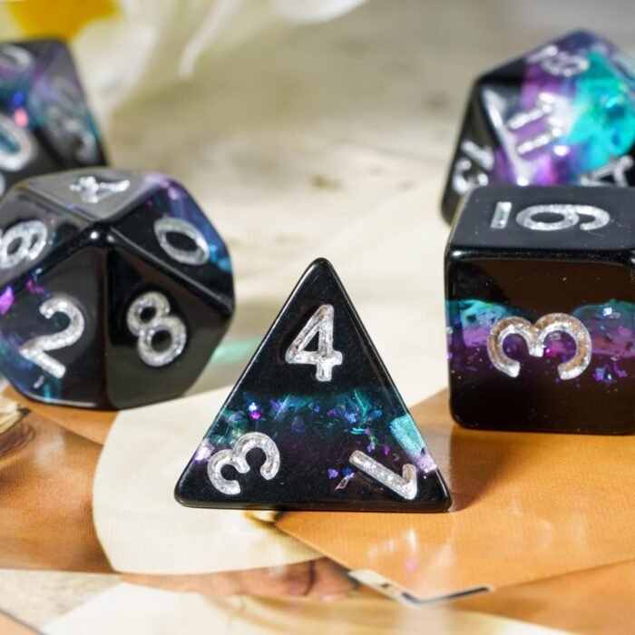 Glitter DND Dice Set, 7PCS RPG Resin D and D Dice Set Multi Color D&D Polyhedral Dice with Leather Pouch for Dungeons and Dragons Role Playing Games and Other Tabletop Games - Image 6