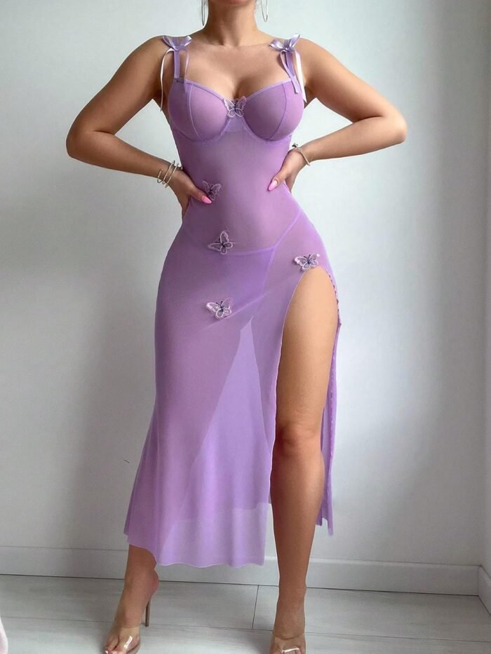 Women Sexy Lingerie Mesh Sleepwear See Through Nighty Babydoll Night Dress Nightwear Split Underwire Nightgown - Image 4