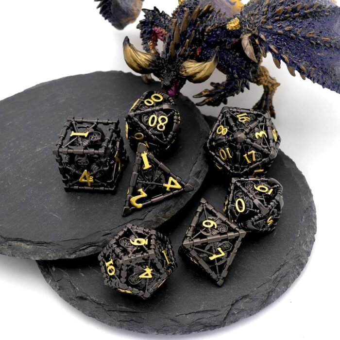 DND Dice, Dungeons and Dragons Dice Metal Polyhedral Dice Set Role Playing D&D Dice HNCCESG Hollow Grim Reaper Gaming for RPG Table Game (Black) - Image 7