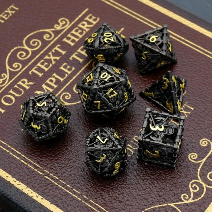 DND Dice, Dungeons and Dragons Dice Metal Polyhedral Dice Set Role Playing D&D Dice HNCCESG Hollow Grim Reaper Gaming for RPG Table Game (Black) - Image 5