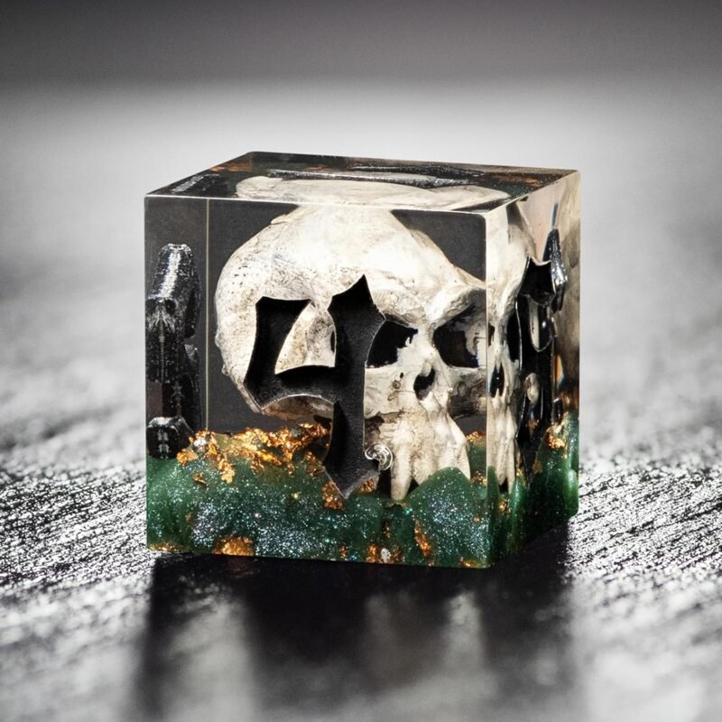 Fantasy RPG Dice Set – 7-Piece Custom Polyhedral Resin Dice with 3D Miniatures | Unique Themed Sets for Dungeons & Dragons, DND, TTRPG | Collectible Gift Dice by DiceBell (Bone’s Dice Set)