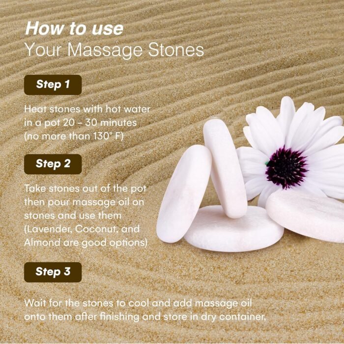 PURAVA Marble Stone Therapy Set - 4-Piece Cold Massage Stones for Neck Cooling, Facials, and Home Spa - White Round Oval Hot Rocks Kit for Relaxation and Pain Relief - Image 6