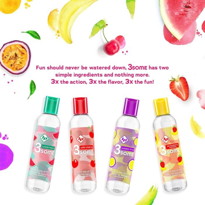 ID Lubricants 3some Flavored Sensual Massage – Strawberry Banana Oral Delight & Warming Fun for Couples Pleasure - 4 fl oz 3in1 Sensual Massage Lube - Image 6