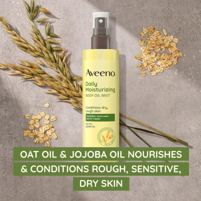 Aveeno Daily Moisturizing Body Oil, Body Mist for Dry Skin with Oat Oil and Jojoba Oil, Nourishing Body Spray with a Hypoallergenic Formula, 6.7 FL OZ - Image 3