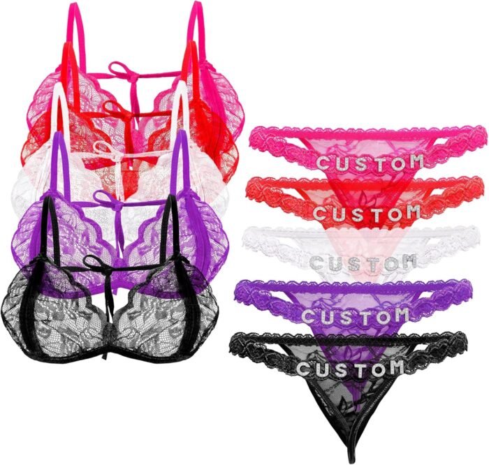 M YESCUSTOM Personalized Thongs with Name,Custom Sexy G-string Waist Chain Thong,Customied Lace Panties Underwear for Women