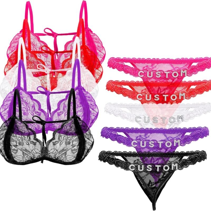 M YESCUSTOM Personalized Thongs with Name,Custom Sexy G-string Waist Chain Thong,Customied Lace Panties Underwear for Women