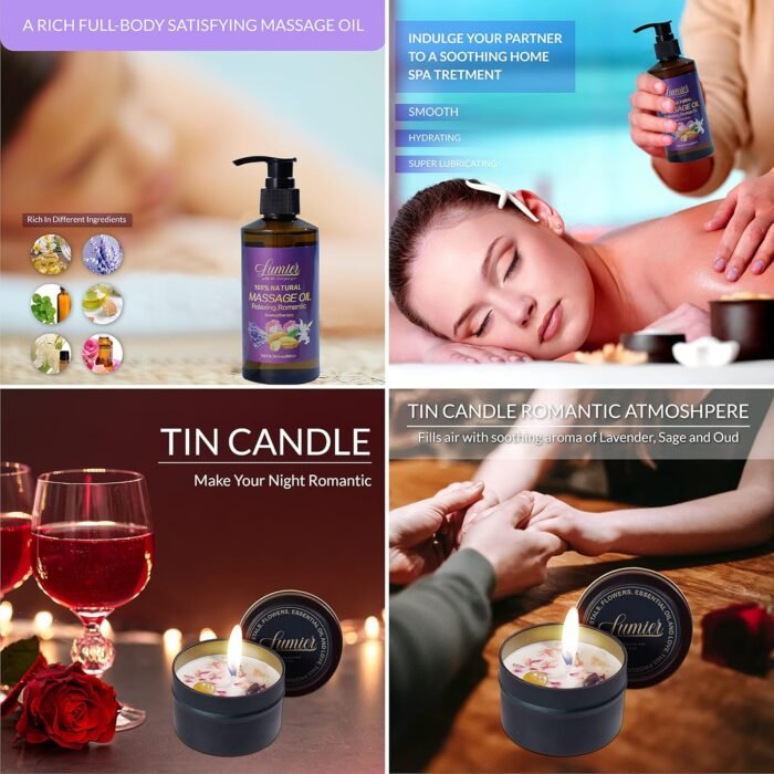 Relaxing Massage Oil and Aromatherapy Candle Set- Essential Oil Blend for Stress Relief and Relaxation - Perfect for Couples, self-Pampering Massage Therapy (Oil and Candle) - Image 7