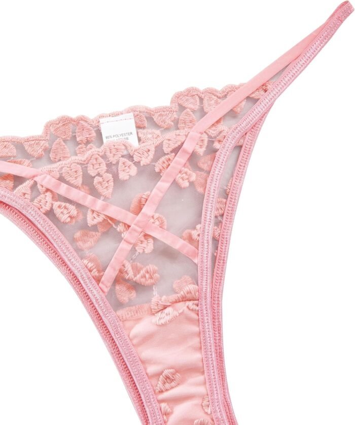 Lilosy Sexy Underwire Cute Push Up Strappy Embroidered Mesh Sheer Lingerie Set See Through Panty Bra - Image 6