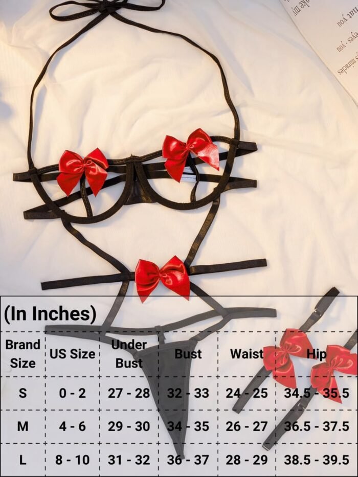 Kaei&Shi Sexy Underwire Bow Lingerie For Women, Exotic Ribbon Bowtie Lingeries Bodysuit - Image 6