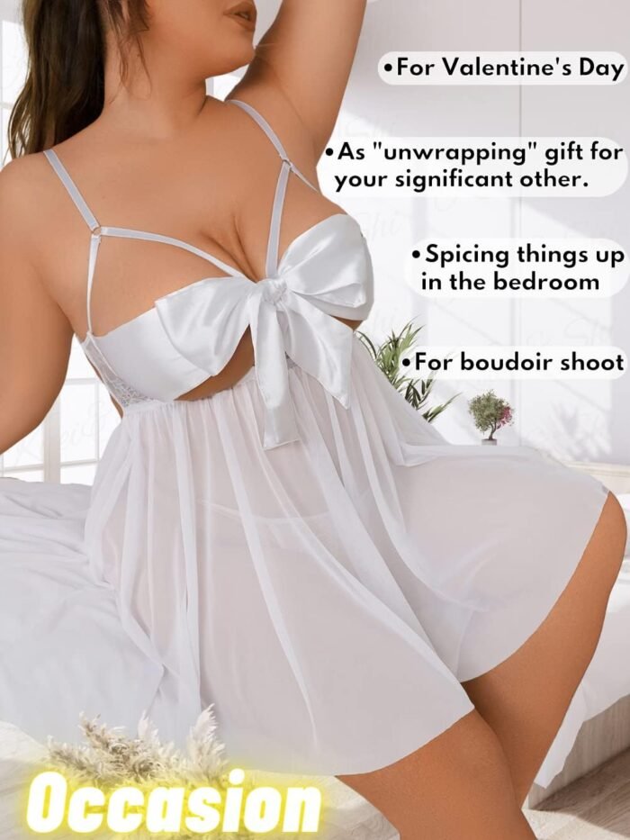 Kaei&Shi Unwrap Me Ribbon, Split Back, Flowy Gifts, 2PC Plus Size Lingerie - Image 6