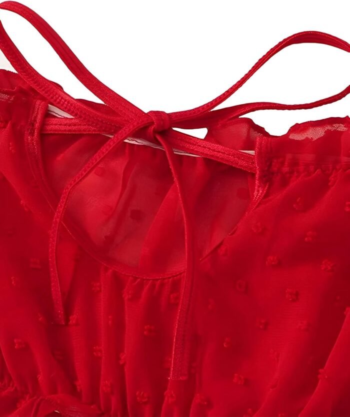 Lilosy Sexy Stretch Ruffle Tie Sheer Mesh Lingerie Set Outfits - Image 3