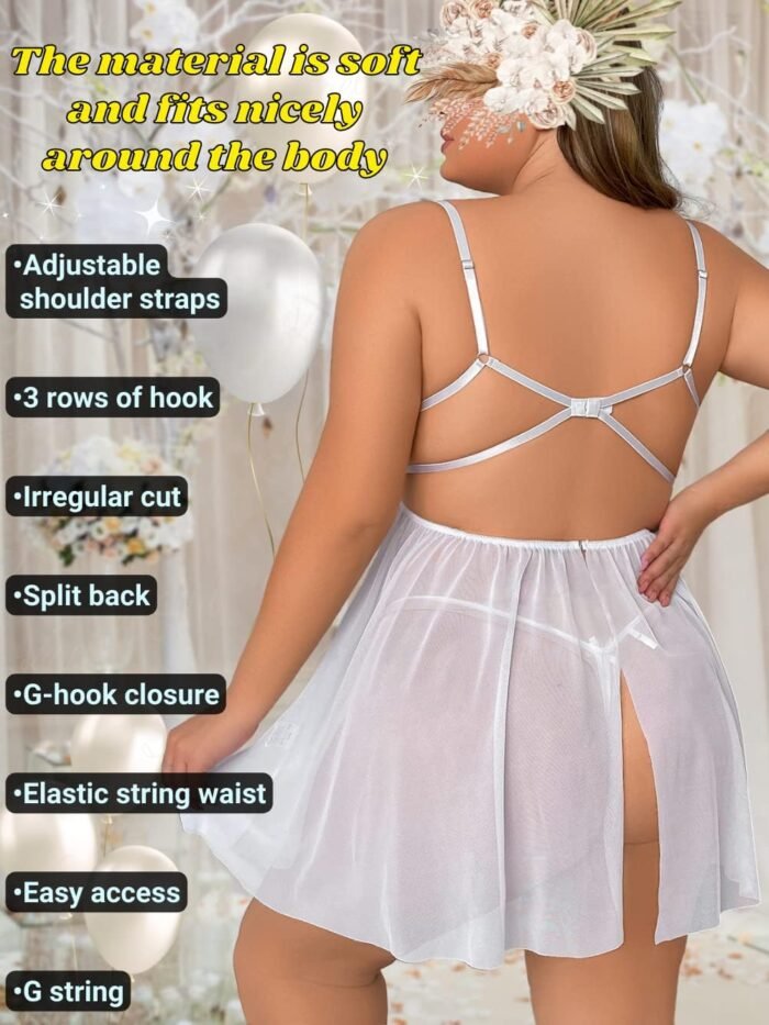 Kaei&Shi Unwrap Me Ribbon, Split Back, Flowy Gifts, 2PC Plus Size Lingerie - Image 3