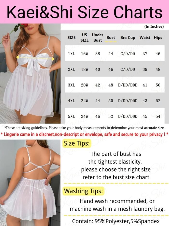 Kaei&Shi Unwrap Me Ribbon, Split Back, Flowy Gifts, 2PC Plus Size Lingerie - Image 7