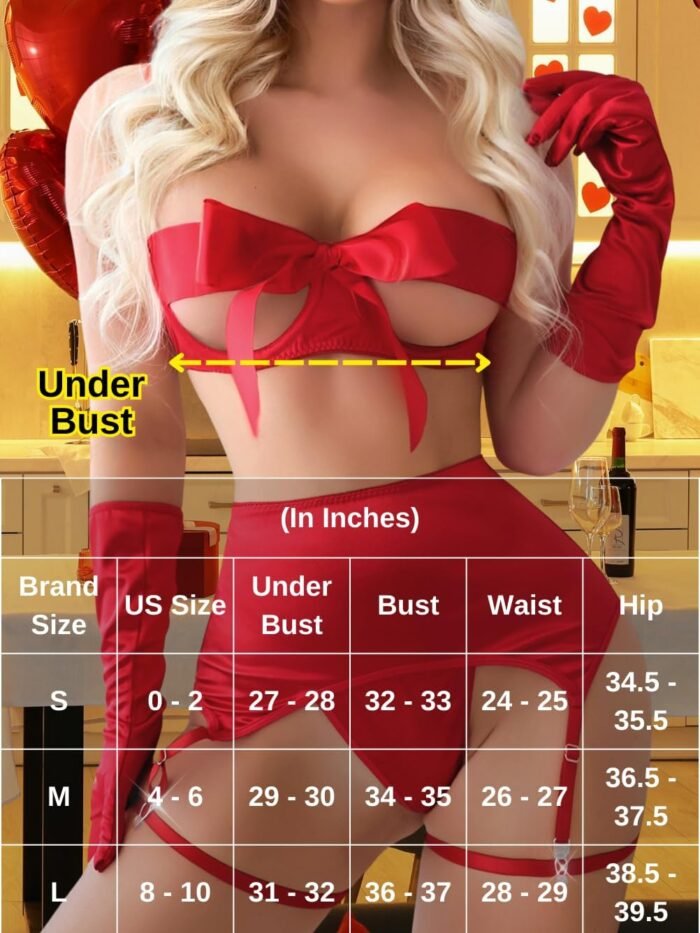 Kaei&Shi Bow Lingerie For Women,Unwrap Me Present Sexy Birthday Lingeries,4 Pcs Garter Belt Set Christmas Holiday Valentines - Image 6