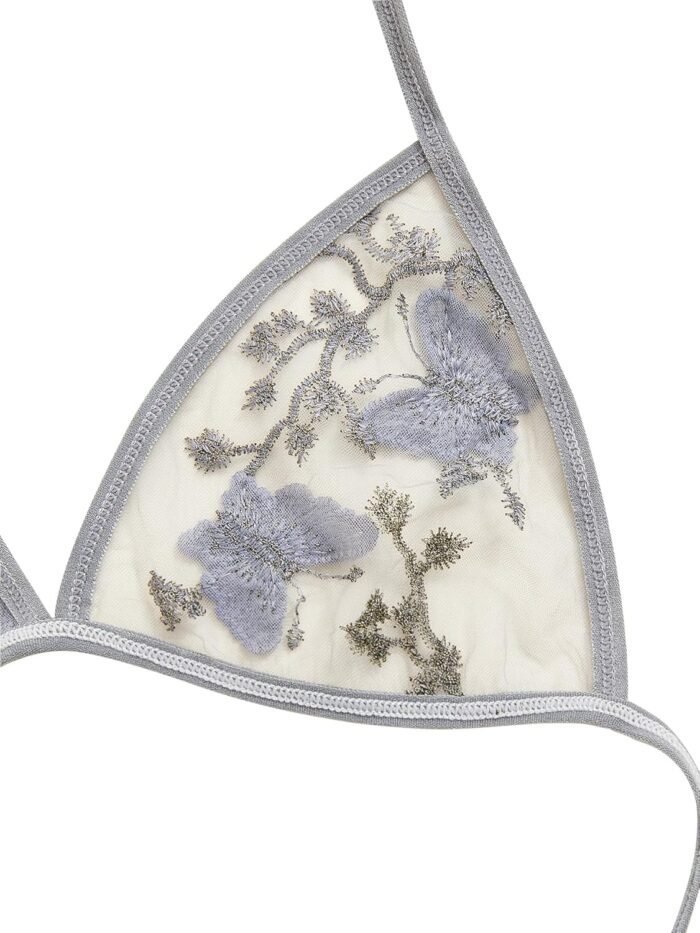 Sexy Lingerie For Women Embroidered Mesh Sheer Non Padded Bra & V-Strings Womens Lingerie Set Underwear - Image 7