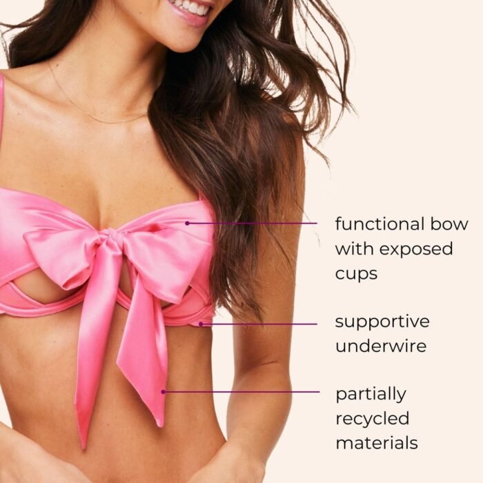 Adore Me Gynger Unlined Bow Bra - XS-4X Regular & Plus-Size Satin Balconette Bra with Underwire & Adjustable Straps - Image 2