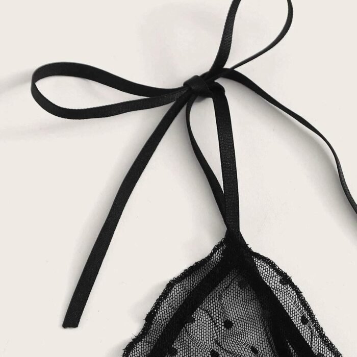 Women's Exotic Lingerie Sets Tie Strappy Adjustable Bra and Panty Set Sexy Bow G-String Wristband Teddy Babydoll - Image 3