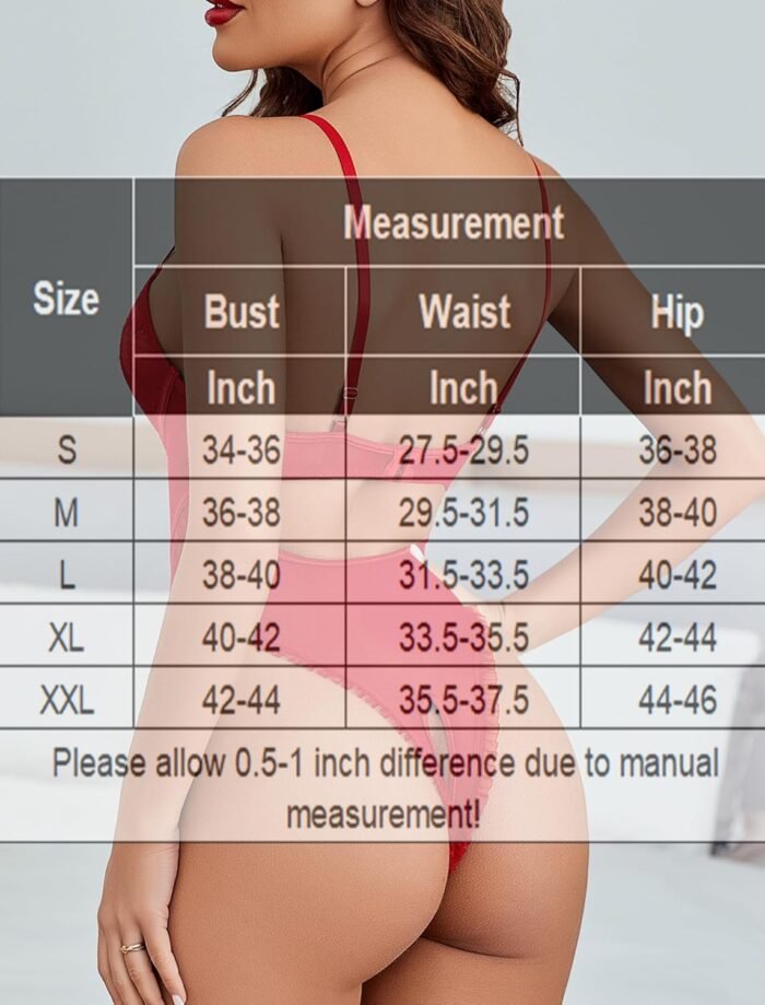 Avidlove Sexy Lingerie for Women V Neck Lace Teddy Lingerie Push Up One Piece Lingerie Bodysuit - Image 5
