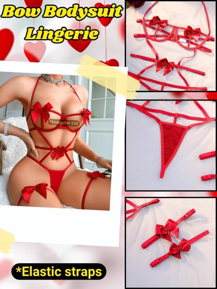 Kaei&Shi Sexy Underwire Bow Lingerie For Women, Exotic Ribbon Bowtie Lingeries Bodysuit - Image 5