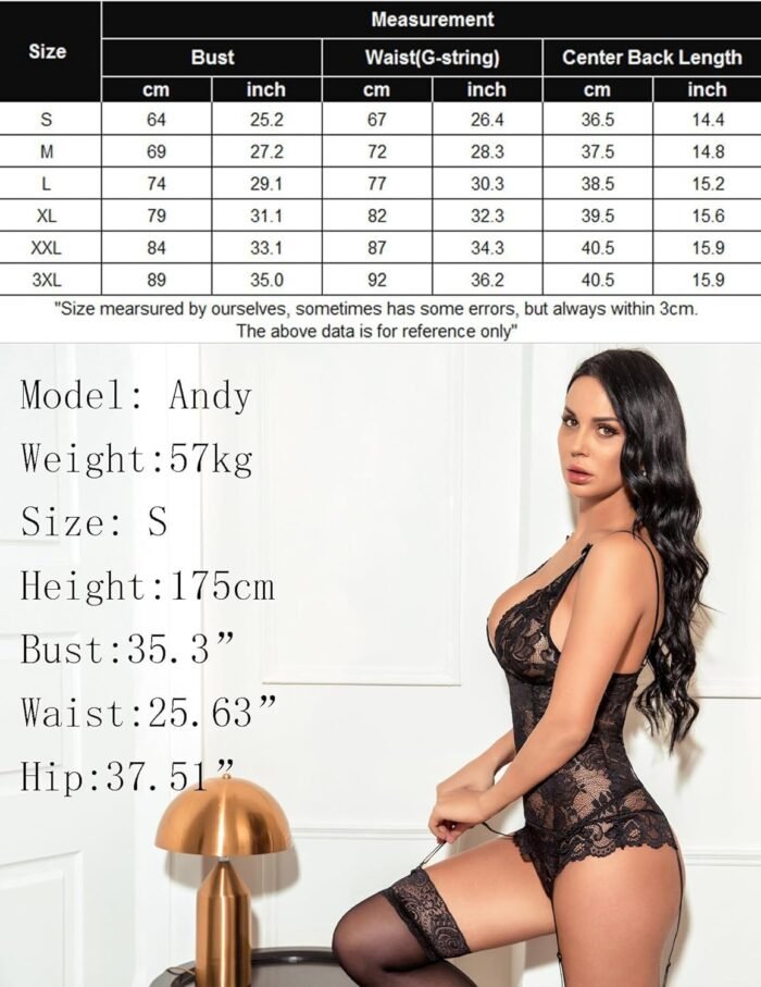 Avidlove Sexy Lingerie Sets for Women Mesh Chemise Lace Babydoll with Garter Mini Teddy Bodysuit (No Stocking) - Image 6