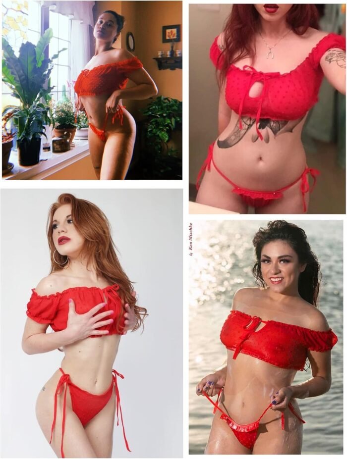 Avidlove Bra and Panty Set Ruffle Lingerie Set Mesh Babydoll Chemise - Image 2