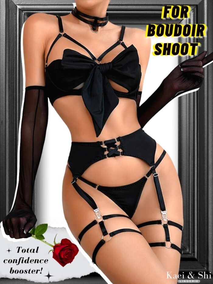 Kaei&Shi Sexy Bow Lingerie for Women,Unwrap Present Bra And Panty Set,Strappy Garter Lingeries Xmas Valentines Birthday Gift - Image 6