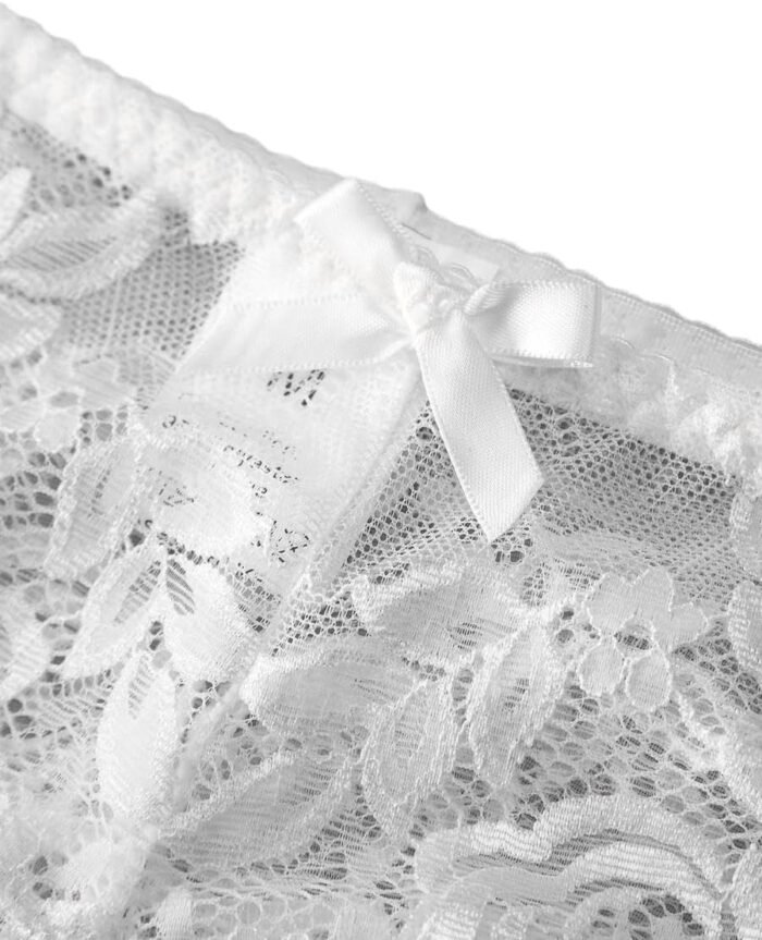Lilosy Women Sexy White Floral Lace Sheer Lingerie Set Underwire See Through Bra and Panty - Image 4