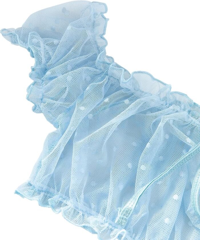 Lilosy Sexy Stretch Ruffle Tie Sheer Mesh Lingerie Set Outfits - Image 3