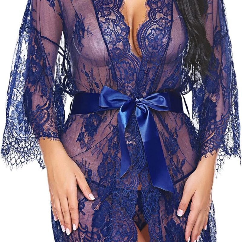 Avidlove Women's Lace Kimono Robe Babydoll Lingerie Mesh Nightgown S-5XL
