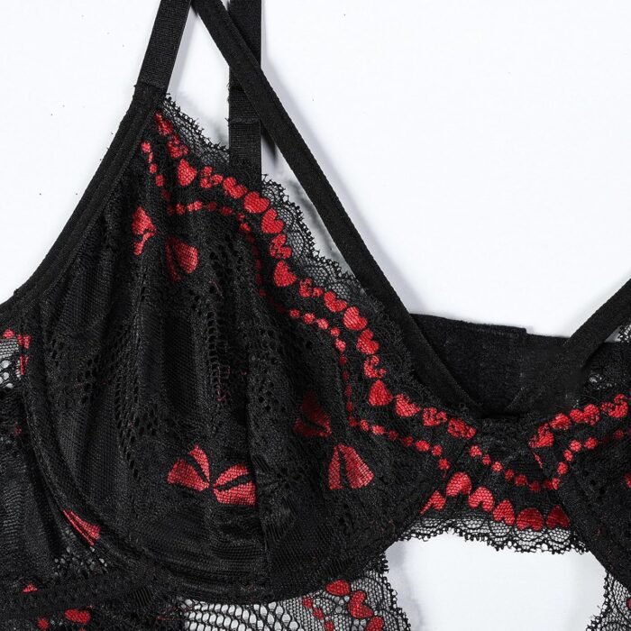 Women Christmas Lingeries Santa Strappy Deep V Teddy Lingerie Sexy Lace Bodysuit Cut Out One Piece Mini Babydoll - Image 6