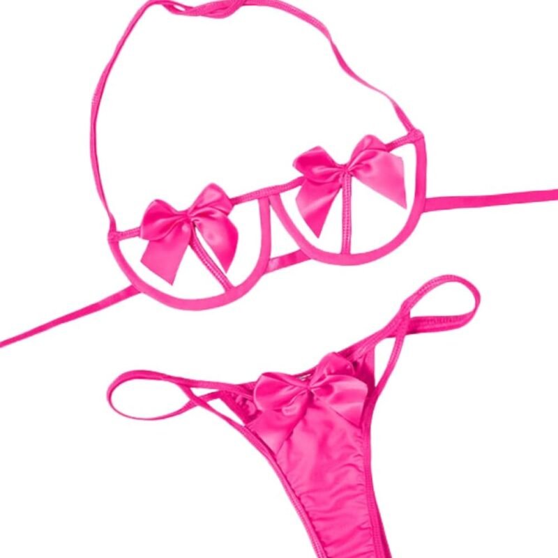 Kaei&Shi Present Bow Lingerie,Christmas Holiday Bra And Panty Set,Sexy Valentines Lingerie Sets Birthday Anniversary Boudoir