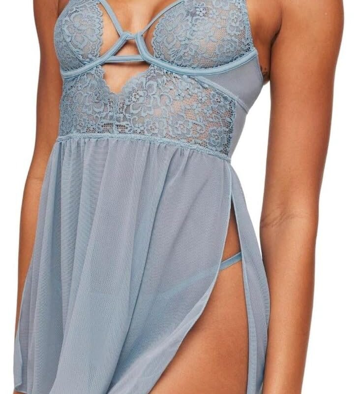 Adore Me Rae Babydoll Dress & G-String Thong - XS-4X Regular & Plus-Size Lace Lingerie Set, Underwire Plunge Bra & Thong