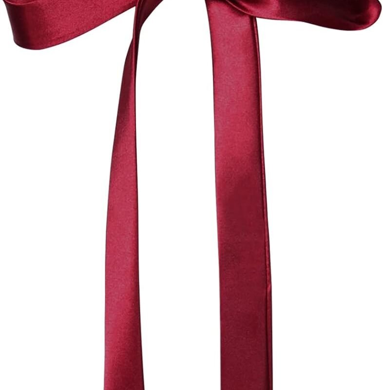 Mantieqingway Bow Tie for Women, Satin Ribbon Girls Self-tie Bowtie for Uniform, School, Wedding, Cosplay, T-shirt Accessory
